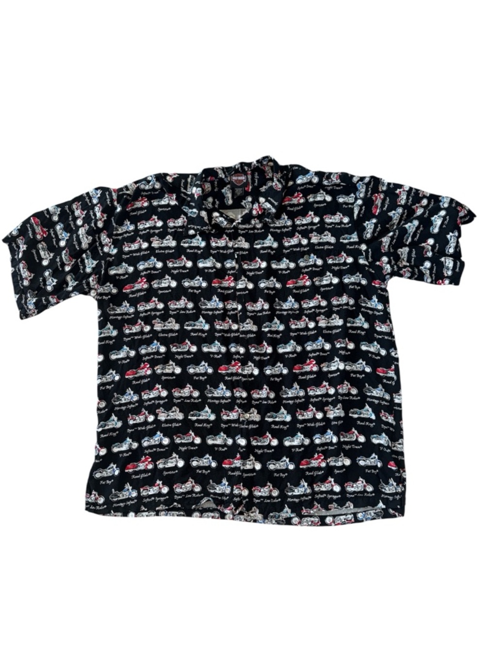 Harley-Davidson Black Short Sleeve Button-Down with Motorcycle Print size XL